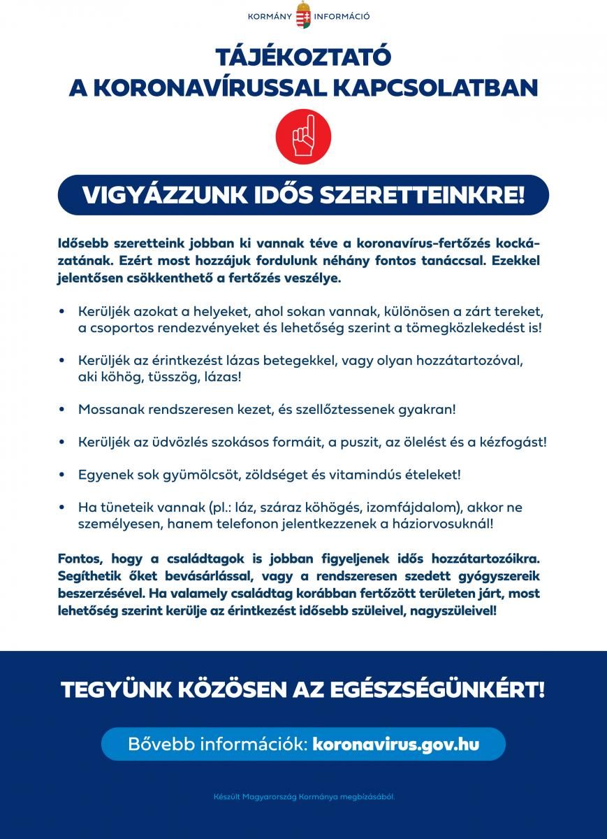 Vigyázzunk az idősekre! Felhívás a társasházakhoz, a lakóközösségekhez idősotthonokhoz